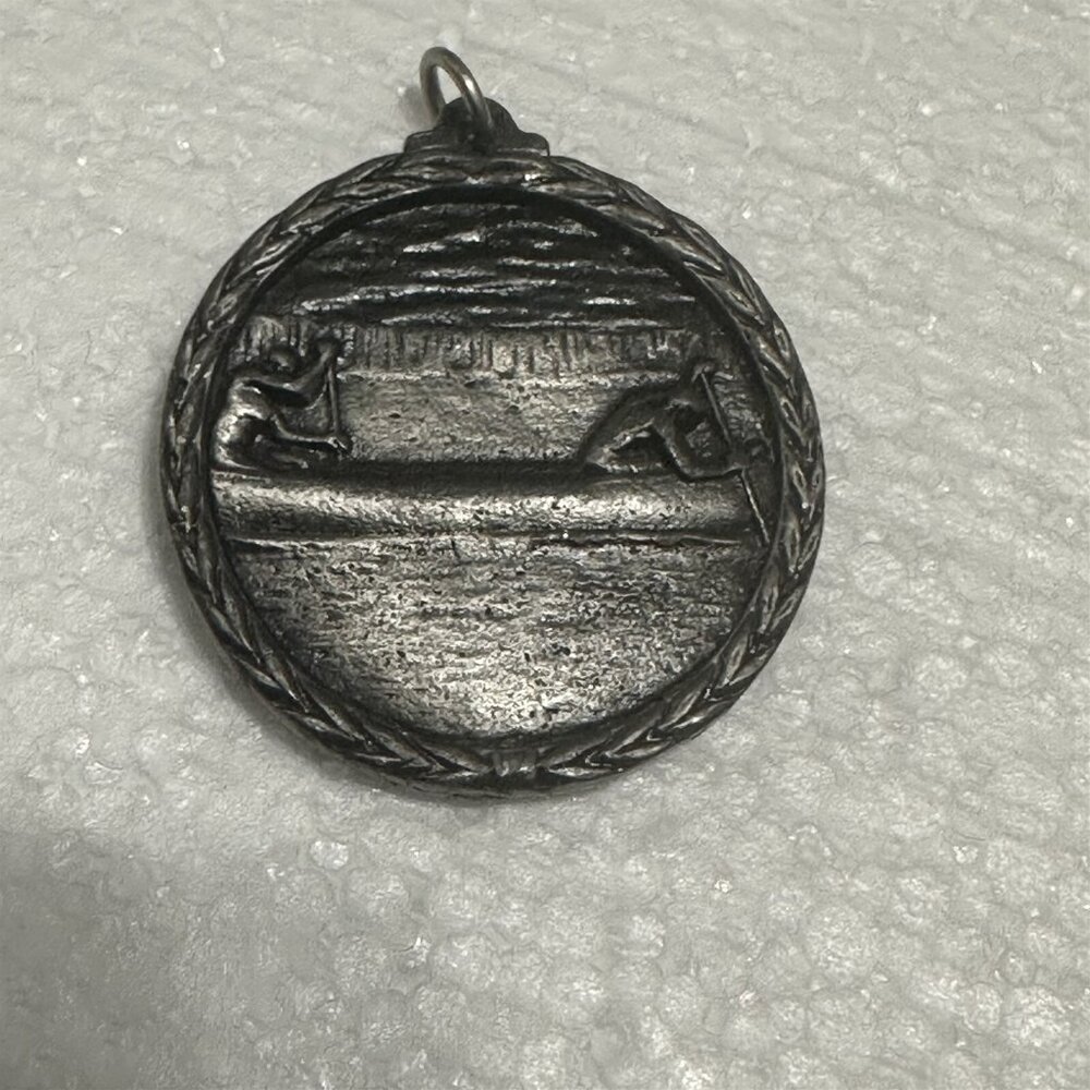 Vintage Medal Pendant Award Kayak Canoeing Crew Pewter